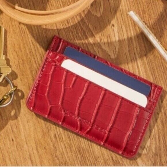 Red Croc Card Carrying Case Mini Wallet B-Low the Belt NEW Crocodile print - Picture 2 of 5